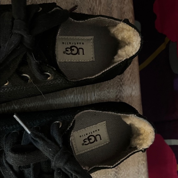 UGG Black Suede Lace-Up Shearling Sneakers - Picture 5 of 6